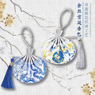 中秋石竹花香包香囊汉服配饰流苏古风香囊空袋 厂家批发宫廷龙纹