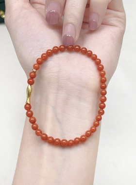 2025新款南红玛瑙柿子链女款时尚金鱼手链细铜饰品潮流小手串