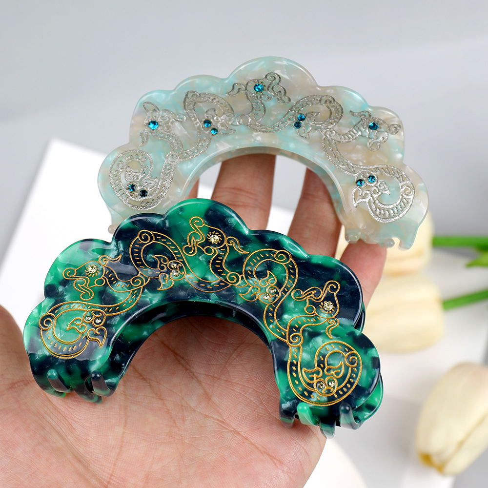 博物馆文创饰品宝绾青丝发夹小众设计感高级感抓夹发饰盘发鲨鱼