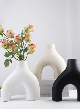 2025年新款创意异形陶瓷花瓶客厅插花装饰艺术摆件玄关软装饰品
