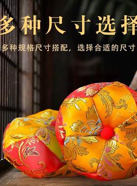 木鱼铜磬垫子配垫绣花彩色绸缎底垫3寸-8寸底座木鱼敲棒厂家现货