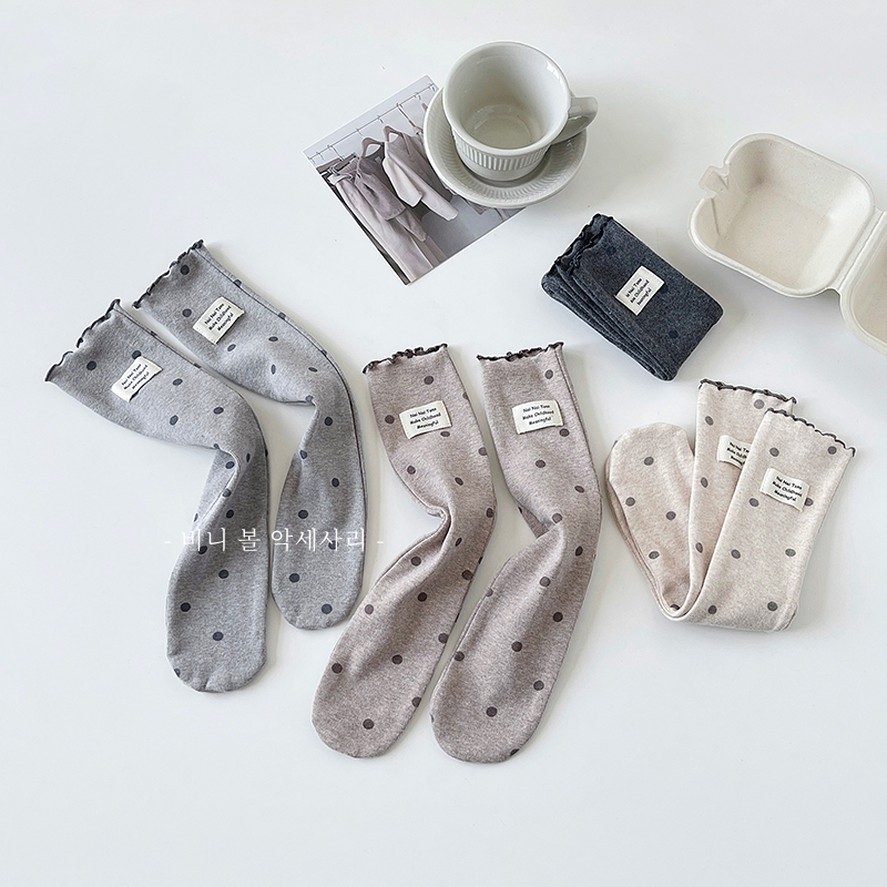 儿童可爱圆点中筒袜子2025新款韩系女童波点袜春秋小腿袜棉袜