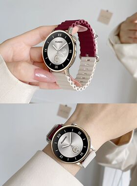 适用华为GT5表带海洋硅胶表带针扣表带GT4/GT3硅胶腕带智能运动波浪硅胶watch4pro表带男女款46mm硅胶替换带