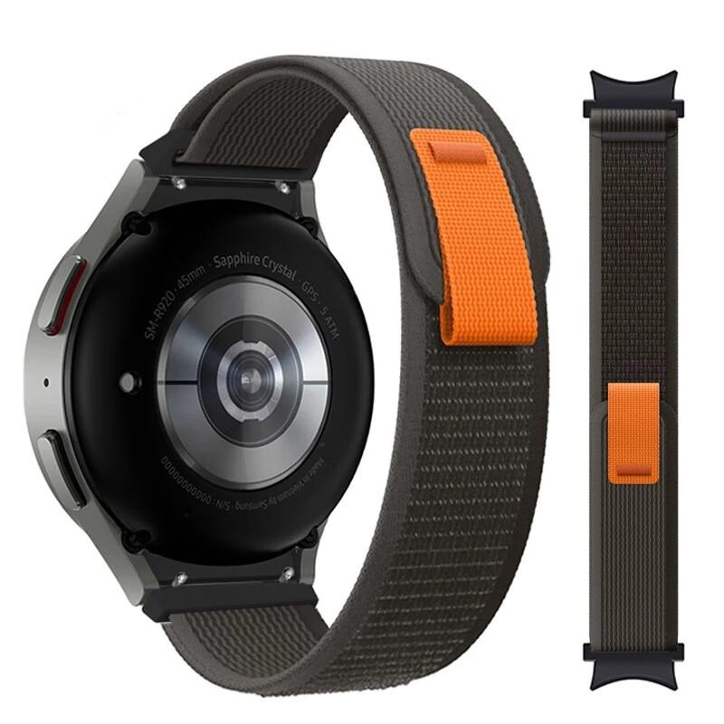 适用三星watch4手表表带galaxy watch3/4/5pro手表s3尼龙野径编织腕带active2野径回环尼龙编织魔术贴表带