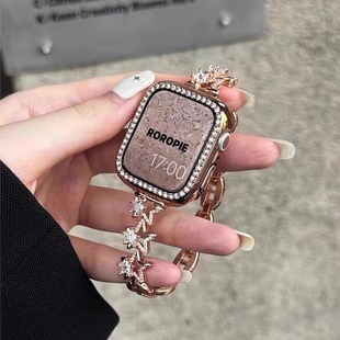 6代se镶钻表带45mm 适用华为watchFit3表带ins锆石五角星金属表链华为fit2闪钻表带46mm高级iWatchS10