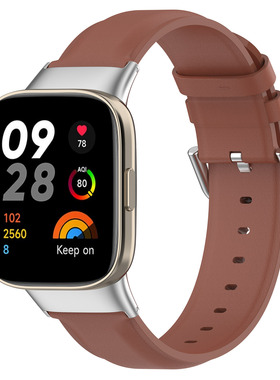 适用红米watch5Lite表带新款真皮材质小米Redmi4/3/2/1代圆尾皮表带红米watch2Lite运动腕带男真皮材质表带