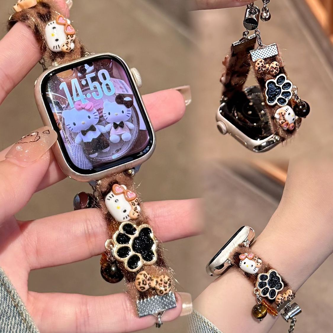 sanD-P华为Fit4秋冬毛绒kt猫表带