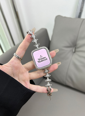 适用红米watch4手表带新款满镶钻土星金属表链小米9pro小香风高级女表链红米Redmi3/2/1代青春版小众女腕带