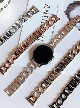 适用华为gt5表带新款牛仔链女款表带华为watch3pro金属单排链手表带gt4/gt3表带高级感46mm/41mm荣耀手表带