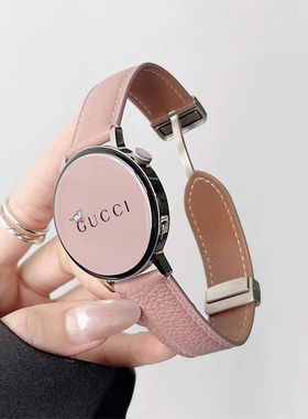 适用华为gt5表带新款荔枝纹皮革真皮表带华为watch4pro商务穿搭华为GT5/41mm编织带华为gt4/gt3/46mm表带22mm