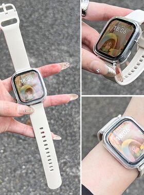 适用红米watch5表带新款ins风硅胶马鞍扣表带小米Redmi4/3/2/1青春版腕带小米watch4透明保护壳3Lite硅胶腕带