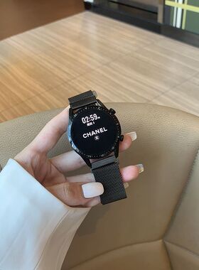 适用于华为手表磁吸表带GT3/GT2/2Pro/Watch3手表金属表带46mm荣耀Magic2运动手表米兰尼斯不锈钢腕带男女款