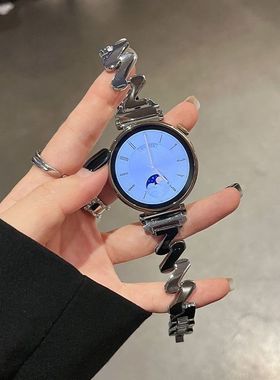 适用华为gt5表带小香风波浪纹金属钢带watch4/3pro高级nis手链华为gt4/gt3波浪纹表链20mm荣耀magic2小米42mm