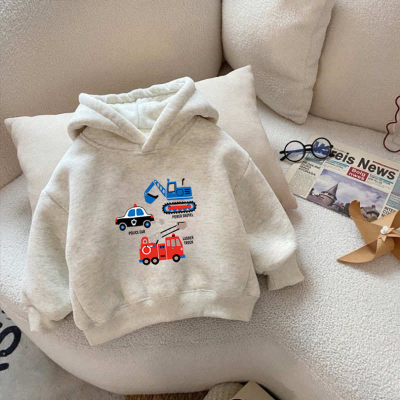 纯棉男童加绒加厚连帽卫衣2025秋冬新款中小儿童宝宝卡通百搭上衣