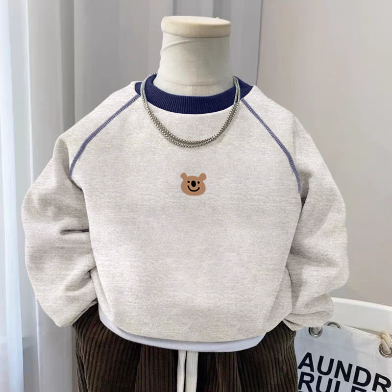 100%纯棉男童加绒加厚圆领卫衣秋冬新款中大儿童宝宝卡通动漫上衣