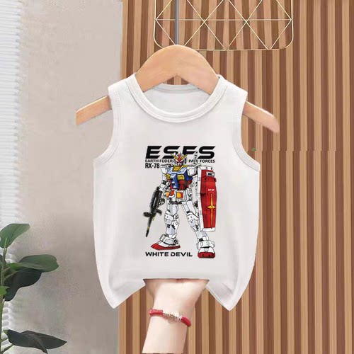 100%纯棉男童吊带背心外穿夏季儿童宝宝卡通洋气百搭无袖T恤上衣