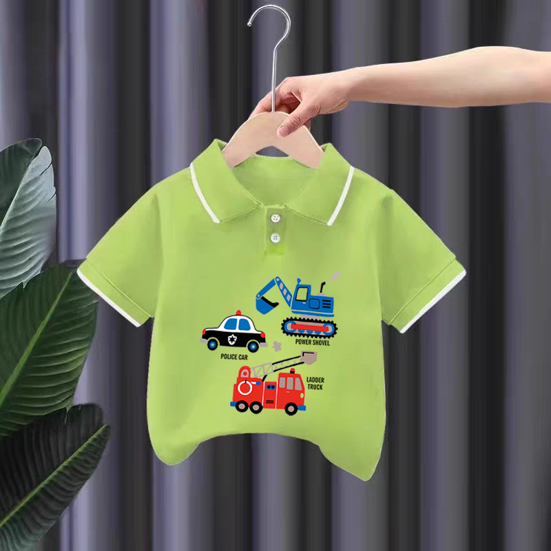 纯棉男童POLO2025夏季新款中小儿童宝宝卡通时尚短袖T恤翻领上衣