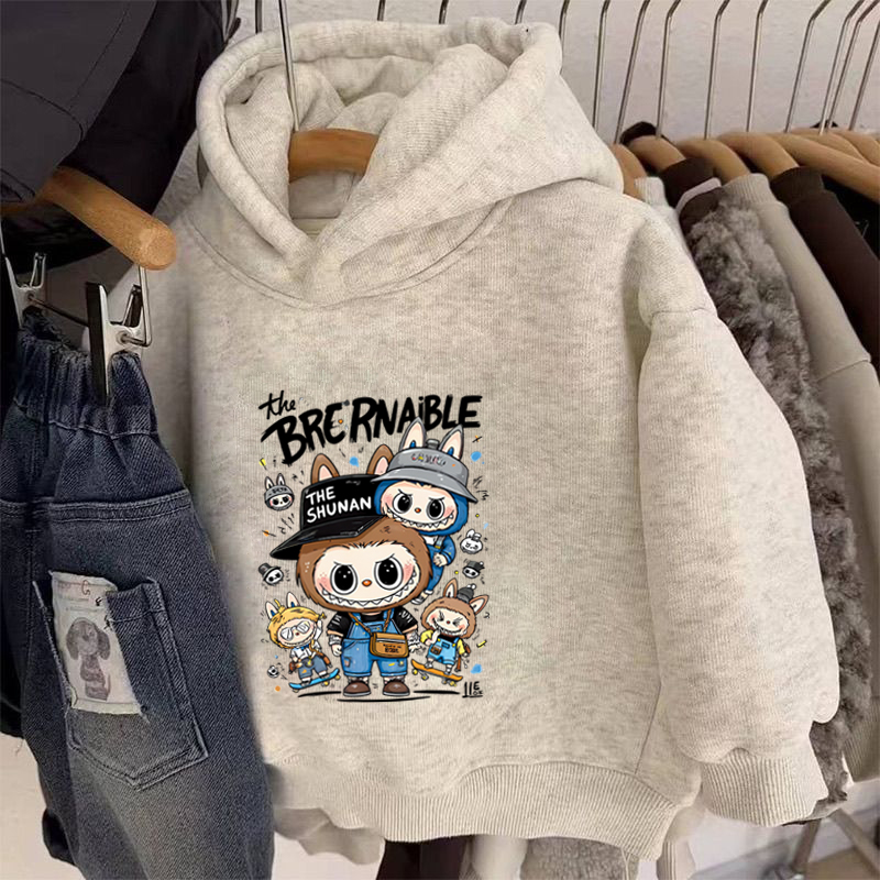 100%纯棉男童加绒加厚连帽卫衣秋冬新款中小儿童宝宝休闲百搭上衣