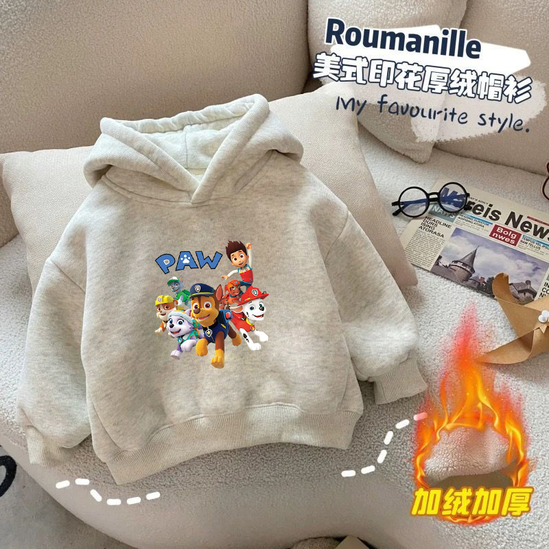 纯棉男童加绒加厚连帽卫衣2025秋冬新款中小儿童宝宝卡通帅气上衣