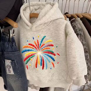 100%纯棉男童加绒加厚连帽卫衣秋冬新款中小儿童宝宝时尚百搭上衣