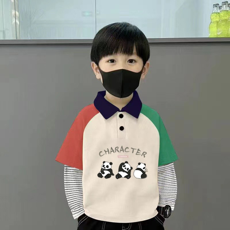 100%纯棉男童polo衫春秋季新款长袖t恤儿童宝宝卡通动漫帅气上衣