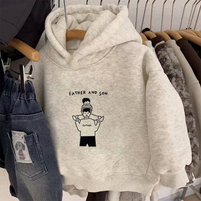 100%纯棉男童加绒加厚连帽卫衣秋冬新款中小儿童宝宝卡通韩版上衣