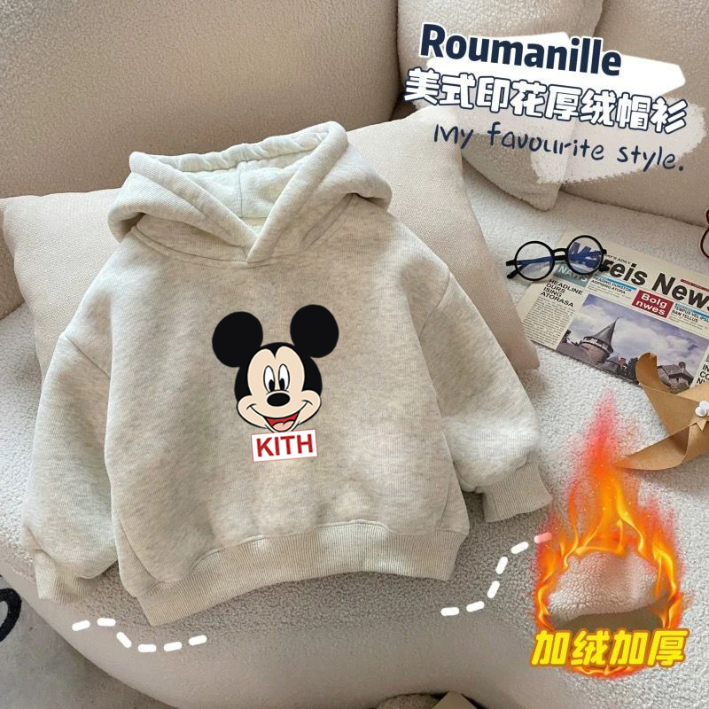 100%纯棉男童加绒加厚连帽卫衣秋冬新款中小儿童宝宝卡通休闲上衣