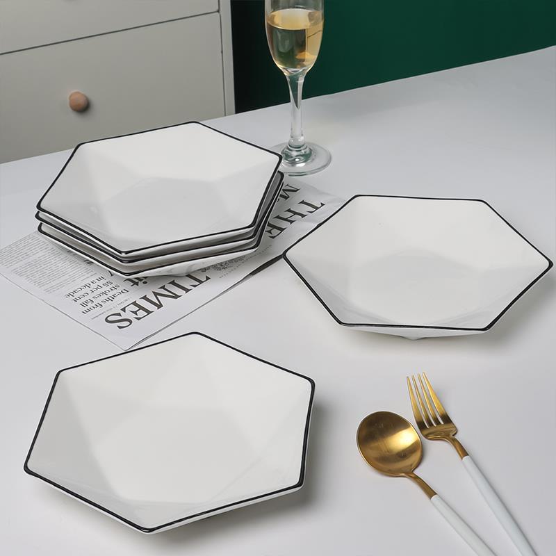 碗碟套装家用陶瓷餐具北欧风高级感菱形拼盘吃饭碗盘子勺筷组合