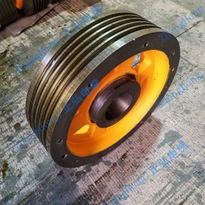 蒂森曳引轮电梯主机轮曳引机反绳轮330/400/420PMS280/PMS300配件