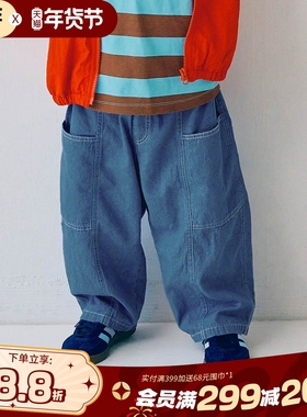 BREEZEsquare儿童多巴胺格子裤子松紧腰春秋款直筒透气好P121016