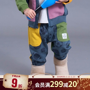 BREEZEsquare专柜同款儿童拼接撞色休闲运动裤立体刺绣B420035