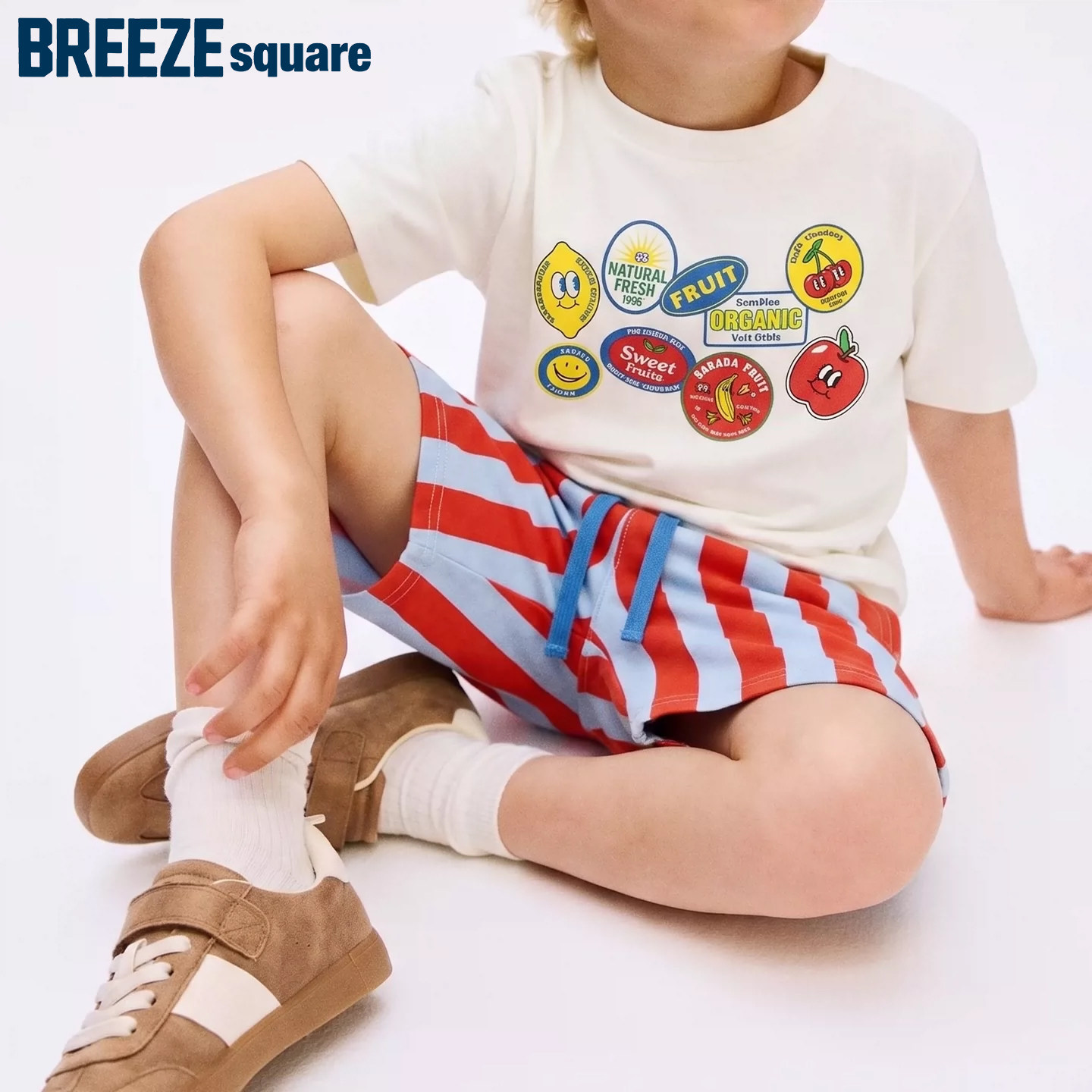 BREEZEsquare女童短袖T恤夏季儿童童装男童短袖彩色百搭卡通短袖