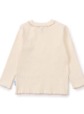 BREEZEsquare极简风长袖T恤女童米色螺纹木耳边百搭打底衫S106066