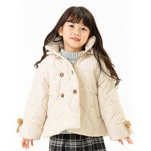 现货BREEZEsquare冬款甜美双排扣A字蝴蝶结女童棉服外套S401023