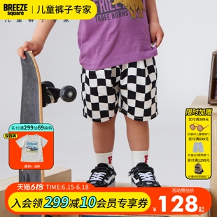 专柜同款BREEZEsquare儿童多色豹纹棋盘格百搭厨师短裤R223096