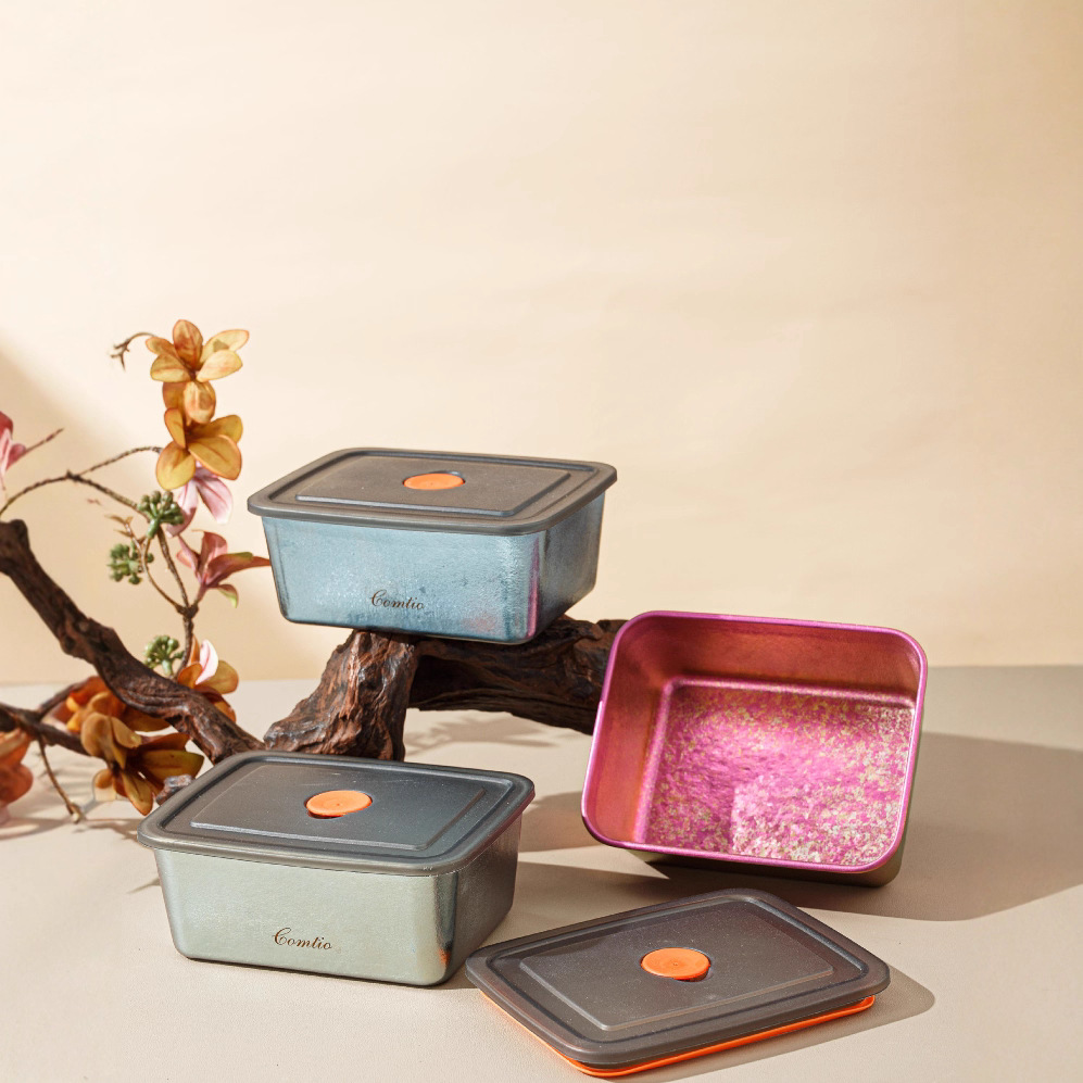 纯钛方形保鲜盒带盖冰箱食物储物盒密封收纳盒食品级轻便密封盒