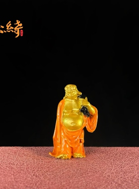 「系绮」十八罗汉布袋罗汉纯手工彩绘实心铜像摆件桌面车载摆件