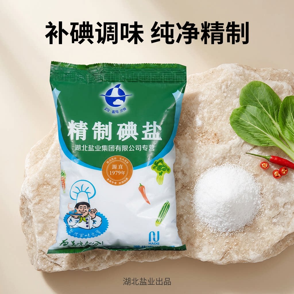 云鹤湖北老盐精制碘盐加碘食用盐食盐家用调味烹饪细盐整箱批发