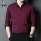 春秋新款 啄木鸟无痕红色衬衫 男长袖 垂感商务休闲免烫中年弹力衬衣