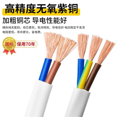 珠江电缆国标纯铜RVV2 3 4芯0.75 1 1.5 2.5 4平方白色护套电源线