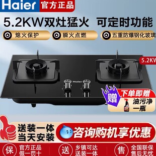 海尔燃气灶煤气灶双灶家用灶台猛火灶炉灶天然气灶定时灶Q2BE7