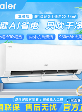 新品大挂海尔空调净省电一级能效2匹变频冷暖两用家用挂机48E1-1