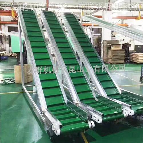 苏州定制Z线型裙边坡挡板爬升降输送026机角度可调带防静电皮流水