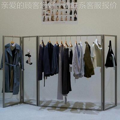 示装店展架不锈服中岛挂衣架女钢装专用落地式陈列货架道具可DH-2