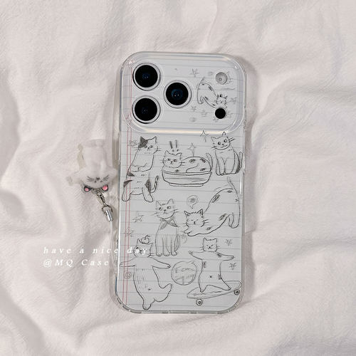 简约ins小猫咪手机壳适用苹果