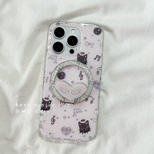 ins日韩可爱卡通适用苹果16Promax手机壳iPhone15新款13高级感14保护套防摔硅胶16Pro全包磁吸带折叠支架女软