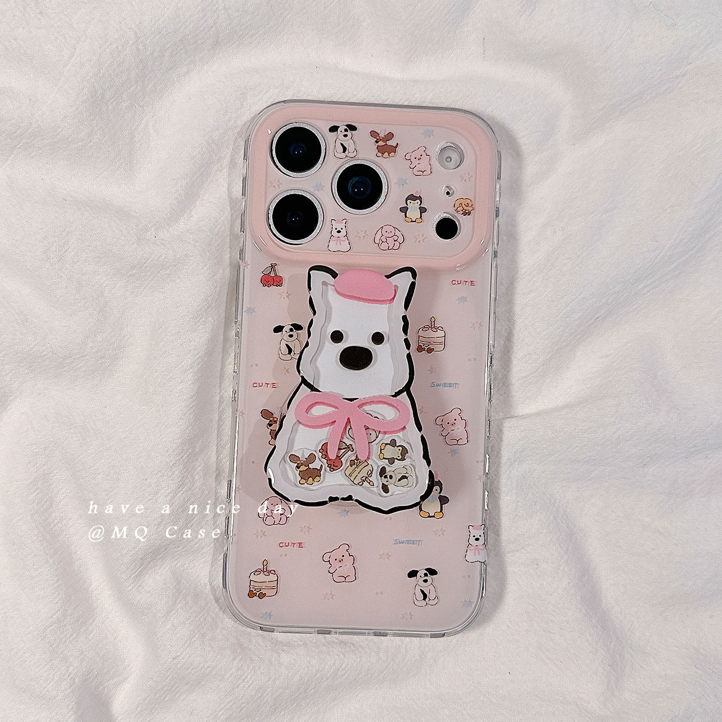 ins日韩风粉色可爱卡通适用苹果17手机壳iPhone17Promax新款16高级感15保护套13硅胶14防摔全包带支架女款软p