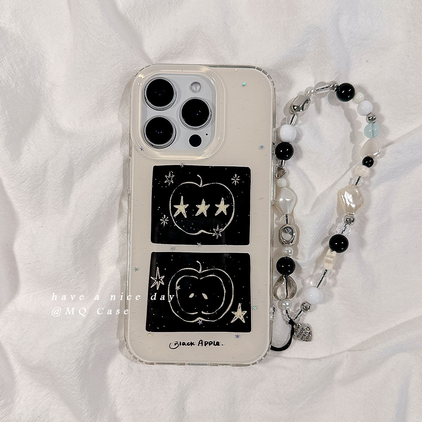 简约小众艺术感适用苹果17手机壳iPhone17Promax新款16高级感15保护套13硅胶14防摔全包带链条挂绳女款软壳外