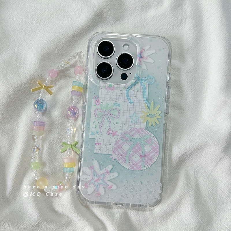 ins风蝴蝶结链条适用苹果16Promax手机壳iPhone13新款15圆边个性小众高级感14保护套防摔硅胶16Pro全包女款软