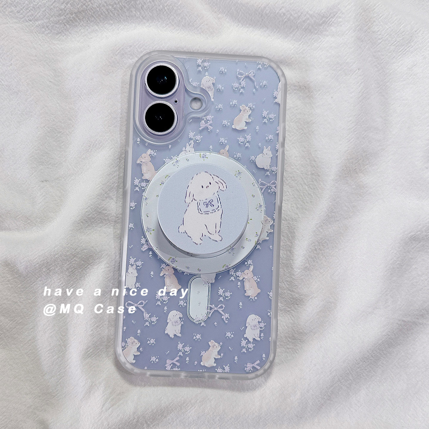 ins风紫色碎花兔子适用iPhone17promax手机壳苹果16保护壳可爱卡15/13/14高级感16Pro新款防摔全包软女磁吸薄